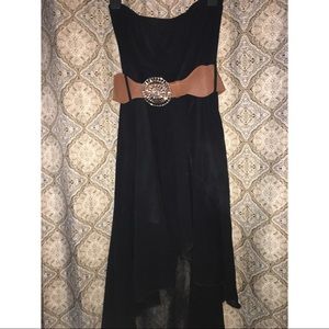 Black hi/lo dress with belt